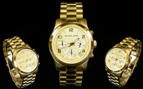 Michael Kors MK5055 Runway PVD Gold Plated Chronograph Watch.