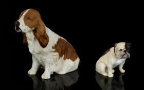 Royal Doulton Two Ceramic Dog Figures in the form of a Cocker Spaniel and British Bulldog, Bone