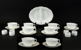 Coalport 'Country Ware' Part Tea Service White ground with embossed floral and foliate self colour