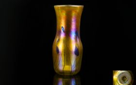 John Ditchfield Glasform Studio Art Early And Signed Iridescent Glass Vase Circa 1980 Signed John