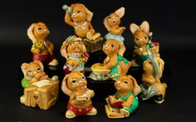 Collection of Pendelfin Ceramic Figures. Includes Various Rabbit Figures.