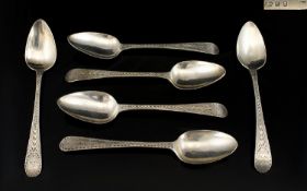 George III Set of Six Silver Teaspoons. Hallmark London 1805, Makers Mark P.B. A.B. W.B ( Peter,