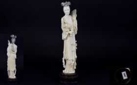 Japanese - Meiji Period 1846 - 1912 Nice Quality Okimono Carved Ivory Figure of a Japanese Noble