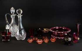 A Large Collection Of Decorative Glassware Approx seven items in total to include two cut glass