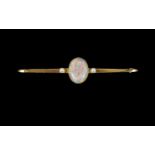 Antique Period - Excellent 15ct Gold Brooch, Set with Cabochon Cut Opal to Centre,