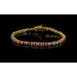 Multicolour Sapphire Tennis Bracelet, the 'fancy' colours of sapphire, pink, purple, orange,