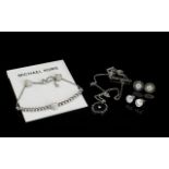 Michael Kors Contemporary Silver Tone And Crystal Set Jewellery Suite Five items in total to