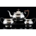 A Silver 3 Piece Tea Service. Comprises Large Teapot, Milk Jug and Sugar Bowl.