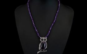 Amethyst 'Owl' Pendant Necklace,