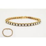 Antique Gold Diamond Tennis Bracelet set with 36 old round cut diamonds. Length 7 inches.