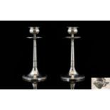 Art Nouveau Period Attractive Pair of Silver Candlesticks with Stylish Tulip Top Decoration which