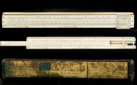 Antique - A. W. Faber ' Castell ' 360 Precision Bone Slide Rule with Case. Date 1903.