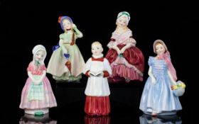 Royal Doulton Collection of Small Hand Painted Figurines ( 5 ) Figures In Total.