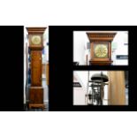 George II - Flat Top Oak Cased Long Case Clock with Brass 10 Inch Square Dial. The Dial with 30