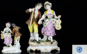 Hochst Hand Painted Porcelain Figure Group - Featuring a Courting Couple, The Lady Holding a