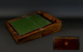 A Late 19th/Early 20th Writing Box Portable wooden correspondence box with square inlaid section to