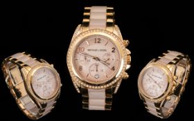 Michael Kors MK 5943 Ladies Two Tone Rose Gold Toned Blair Chronograph Watch,