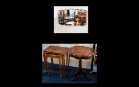 Italian style inlaid Occasional Table raised on tripod legs with floral inlay detail to top.