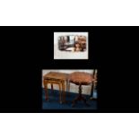 Italian style inlaid Occasional Table raised on tripod legs with floral inlay detail to top.