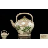 James Macintyre & Co Gesso Faience Bachelor Teapot Floral Design Marked To Underside Of Teapot 6.5