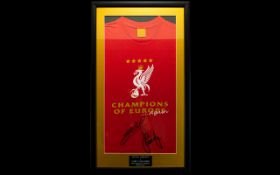 Liverpool F.C 2005 Champions league Interest Hand Signed Cotton Champions Of Europe Framed Shirt.