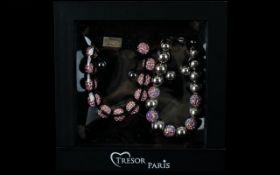 Tresor Paris Contemporary Crystal Set Friendship Bracelets Each in pewter tone metal set with