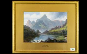 Alfred Pettitt (British 1840 - 1912) Titled ' Blea Tarn ' Lake District Watercolour,