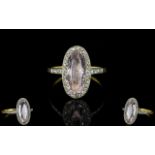 Antique Period - Ladies 18ct Gold and Platinum Attractive Pale Amethyst and Diamond Set Closed Back