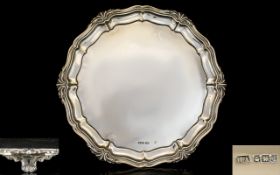 George V Superb Quality - Circular Silver Salver Footed Tray,