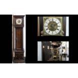 Antique Flat Topped Oak Cased Grandmother Clock,