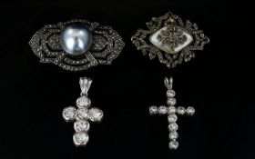 A Small Collection Of Silver Marcasite And Stone Set Jewellery Four items in total to include two