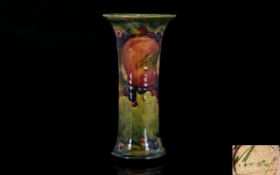 William Moorcroft Signed Small Trumpet Vase ' Ochre Pomegranate ' Design / Pattern. c.1920's.