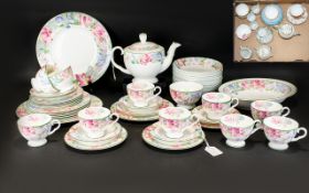 Royal Albert Part Teaset ' Fonteyn ' Pattern, Comprises Teapot, Sugar Bowl, 10 Dessert Bowls,