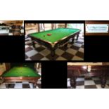 Riley Full Size Snooker Table. Mahogany Frame With Turned Supports. In Overall Good Condition. Table