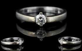 Contemporary Design 18ct White Gold Single Stone Diamond Ring, The Round Brilliant Cut Diamond of