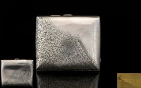 Edwardian Period Ladies Silver Cigarette Case with Gilt Interior.