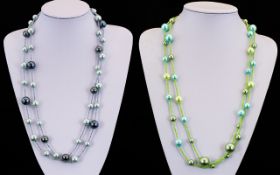 Butler & Wilson nice quality Baubles & Beads multicoloured long necklaces, ( 2 ) in total,