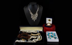 A Quantity Of Costume Jewellery Varied collection to include faux jet choker, boxed bangle watches,