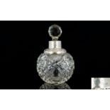 Edwardian Period Silver and Cut Glass Perfume Bottle.