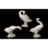 Collection Of Three Lladro Geese/Duck Figures. Tallest Four Inches.