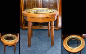 Nautical Themed Occasional Table circular table with glazed brass surround top section in the form