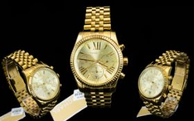 Michael Kors Ladies MK 5556 Lexington Gold Tone PVD Plated Chronograph Watch.