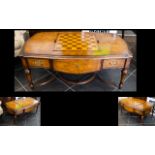 Willis and Gambier Walnut Games/Coffee Table, Central Well With Chess Board Cover, Two Drawers.