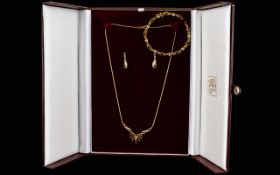 Elizabeth Duke Ladies 9ct Gold Diamond Set Jewellery Suite, Consisting of Necklace,