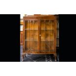 Early 20th Century Display Cabinet Veneered Cabinet with Glazed Doors and Sides,