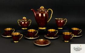 Carlton Ware - Rita Shaped Ruby Lustre 14 Piece Coffee Set,