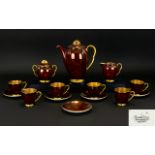 Carlton Ware - Rita Shaped Ruby Lustre 14 Piece Coffee Set,