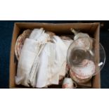 Box of Assorted Items including Part Tea Set 'Flora K Co' Quantity of Linen,