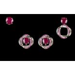 Ruby Three Way Earrings, solitaire ruby studs can be worn alone or framed with the intertwined