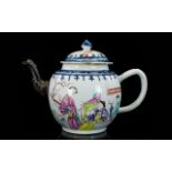 An Early 19th Century Chinoiserie Decorated Teapot The whole, painted in enamels, depicting figures.